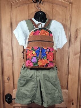 Handmade Guatemalan Floral Embroidered Backpack